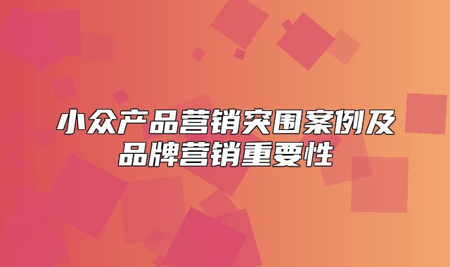 小众产品营销突围案例及品牌营销重要性