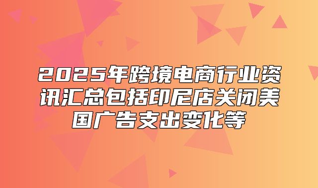 2025年跨境电商行业资讯汇总包括印尼店关闭美国广告支出变化等