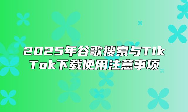 2025年谷歌搜索与TikTok下载使用注意事项