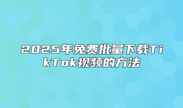 2025年免费批量下载TikTok视频的方法
