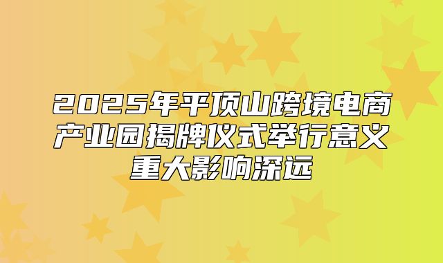 2025年平顶山跨境电商产业园揭牌仪式举行意义重大影响深远