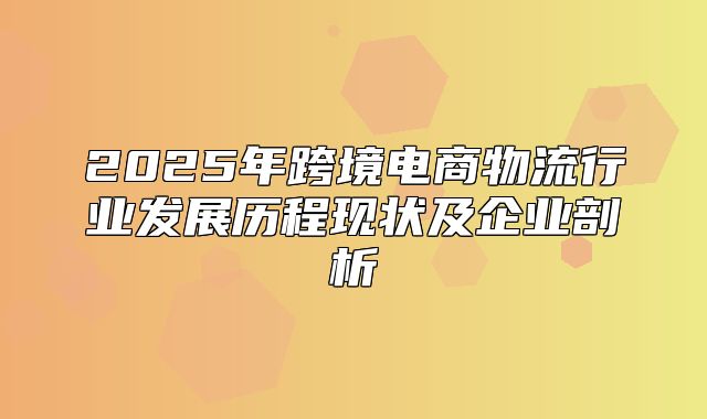 2025年跨境电商物流行业发展历程现状及企业剖析
