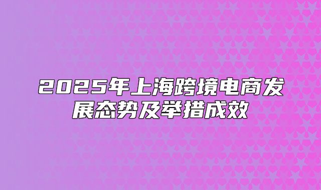 2025年上海跨境电商发展态势及举措成效