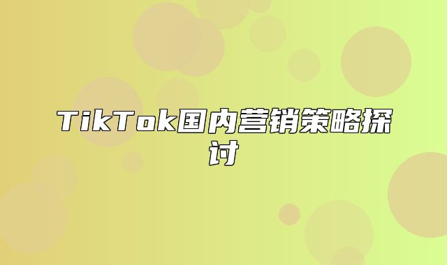 TikTok国内营销策略探讨