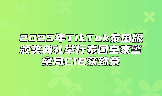 2025年TikTok泰国版颁奖典礼举行泰国皇家警察局CIB获殊荣