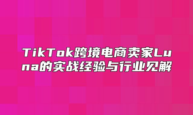 TikTok跨境电商卖家Luna的实战经验与行业见解