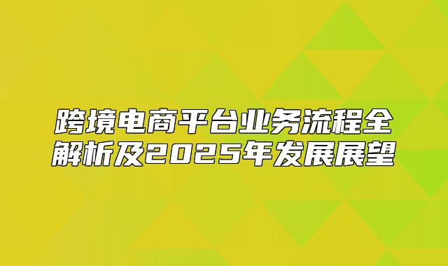 跨境电商平台业务流程全解析及2025年发展展望