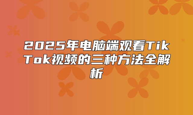 2025年电脑端观看TikTok视频的三种方法全解析