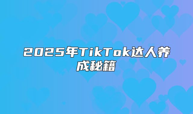 2025年TikTok达人养成秘籍