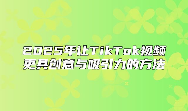 2025年让TikTok视频更具创意与吸引力的方法