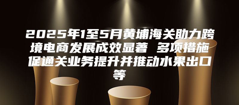 2025年1至5月黄埔海关助力跨境电商发展成效显著 多项措施促通关业务提升并推动水果出口等