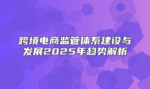 跨境电商监管体系建设与发展2025年趋势解析