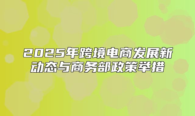 2025年跨境电商发展新动态与商务部政策举措
