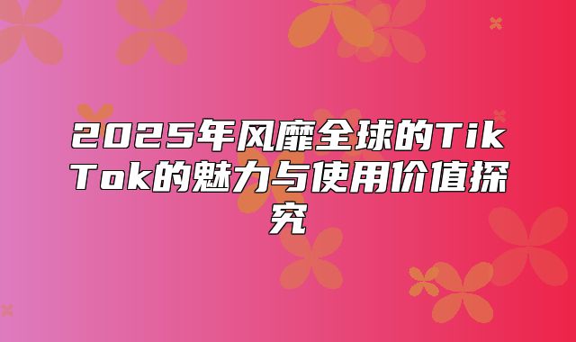 2025年风靡全球的TikTok的魅力与使用价值探究