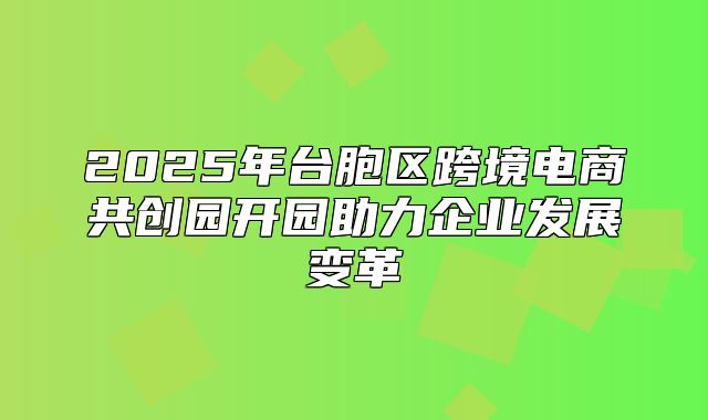 2025年台胞区跨境电商共创园开园助力企业发展变革