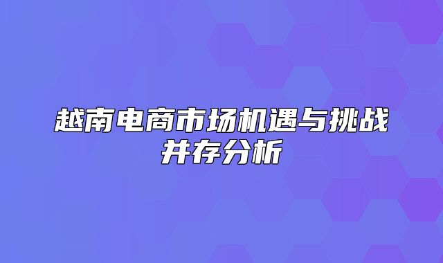 越南电商市场机遇与挑战并存分析