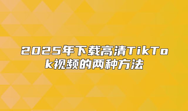2025年下载高清TikTok视频的两种方法