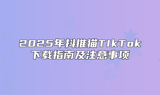 2025年抖推猫TIkTok下载指南及注意事项