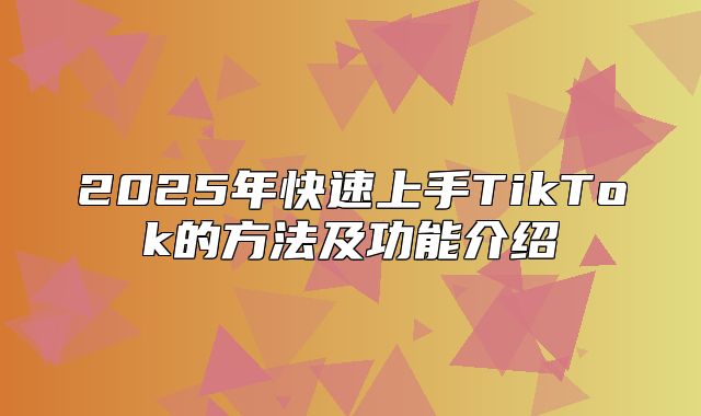 2025年快速上手TikTok的方法及功能介绍