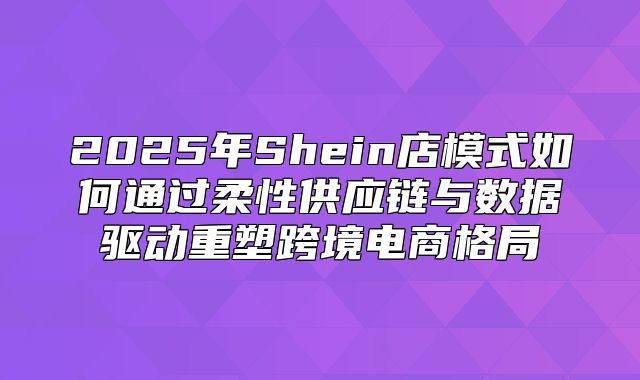 2025年Shein店模式如何通过柔性供应链与数据驱动重塑跨境电商格局