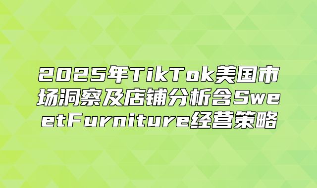 2025年TikTok美国市场洞察及店铺分析含SweetFurniture经营策略