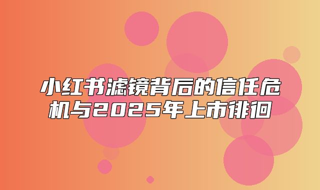 小红书滤镜背后的信任危机与2025年上市徘徊