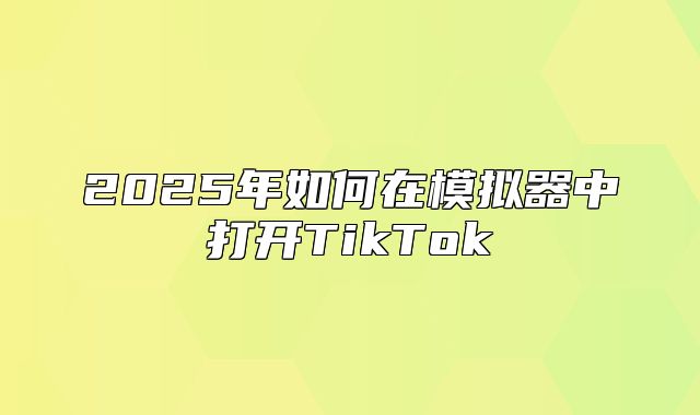2025年如何在模拟器中打开TikTok