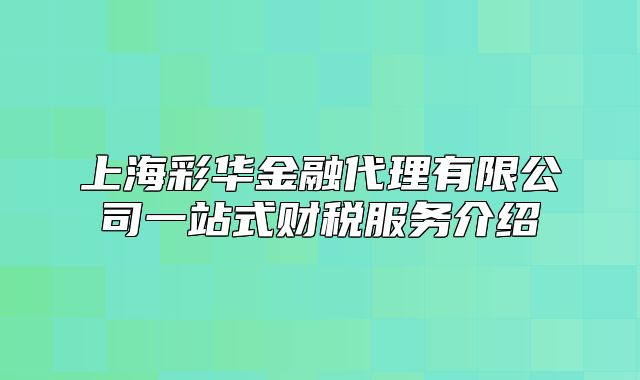 上海彩华金融代理有限公司一站式财税服务介绍