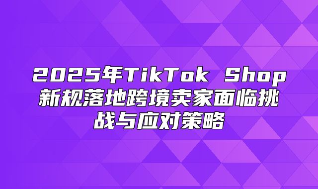 2025年TikTok Shop新规落地跨境卖家面临挑战与应对策略