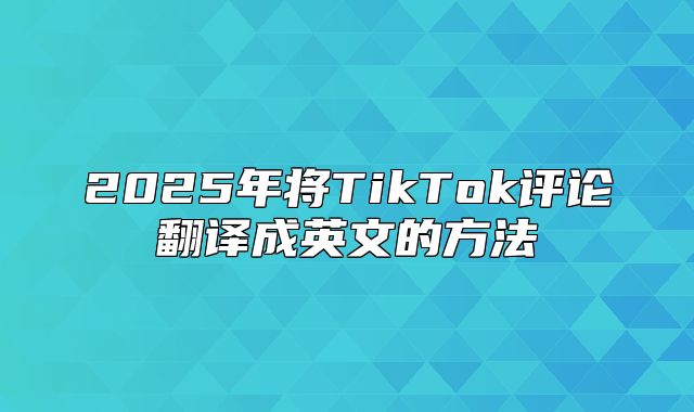 2025年将TikTok评论翻译成英文的方法