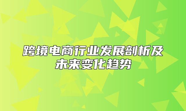 跨境电商行业发展剖析及未来变化趋势