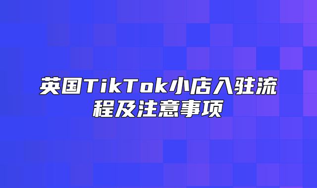 英国TikTok小店入驻流程及注意事项