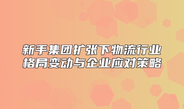 新手集团扩张下物流行业格局变动与企业应对策略
