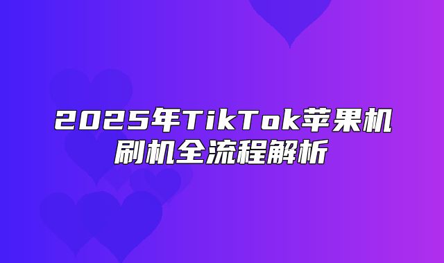 2025年TikTok苹果机刷机全流程解析