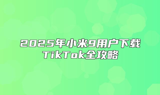 2025年小米9用户下载TikTok全攻略
