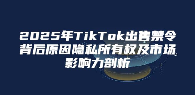 2025年TikTok出售禁令背后原因隐私所有权及市场影响力剖析