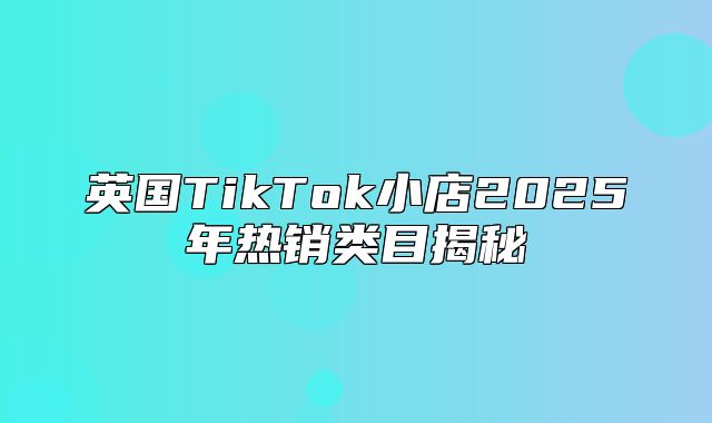 英国TikTok小店2025年热销类目揭秘