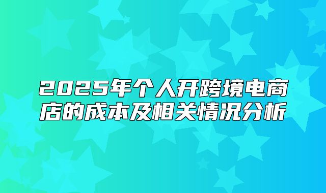 2025年个人开跨境电商店的成本及相关情况分析