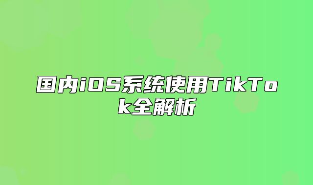 国内iOS系统使用TikTok全解析