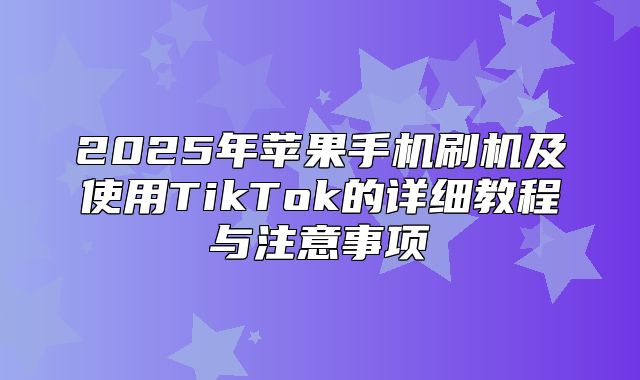 2025年苹果手机刷机及使用TikTok的详细教程与注意事项