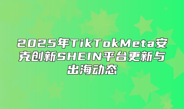 2025年TikTokMeta安克创新SHEIN平台更新与出海动态