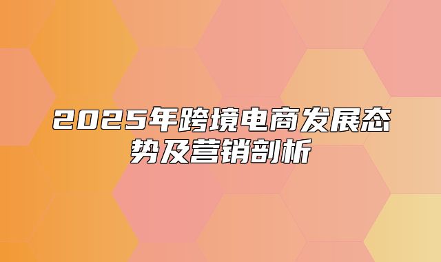 2025年跨境电商发展态势及营销剖析