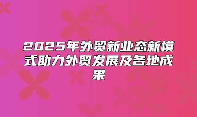 2025年外贸新业态新模式助力外贸发展及各地成果