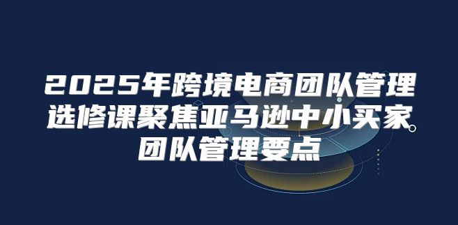 2025年跨境电商团队管理选修课聚焦亚马逊中小买家团队管理要点