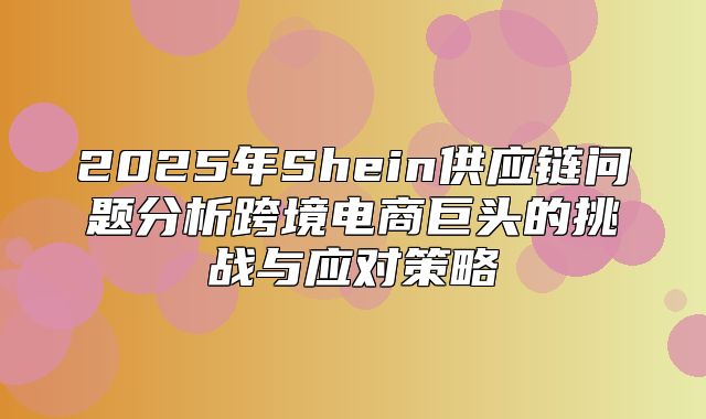 2025年Shein供应链问题分析跨境电商巨头的挑战与应对策略