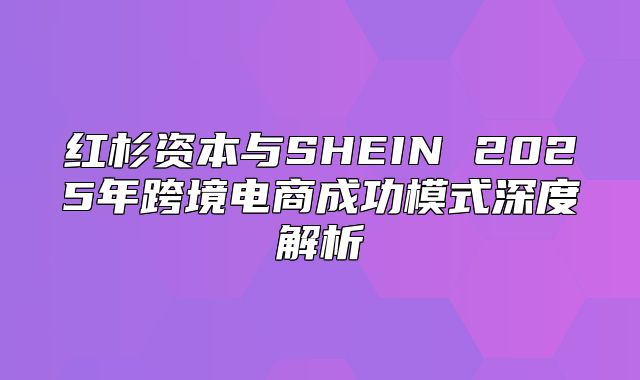 红杉资本与SHEIN 2025年跨境电商成功模式深度解析
