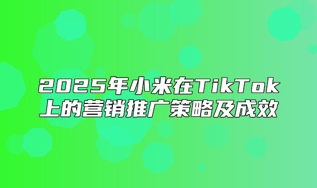 2025年小米在TikTok上的营销推广策略及成效