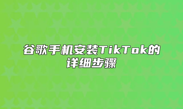 谷歌手机安装TikTok的详细步骤