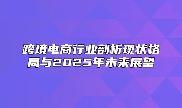 跨境电商行业剖析现状格局与2025年未来展望