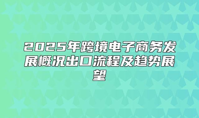 2025年跨境电子商务发展概况出口流程及趋势展望